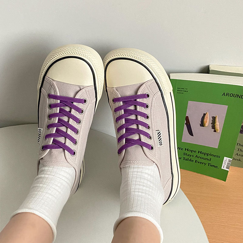 Women's Mango Canvas Shoes Lace-up Platform Flat Heel