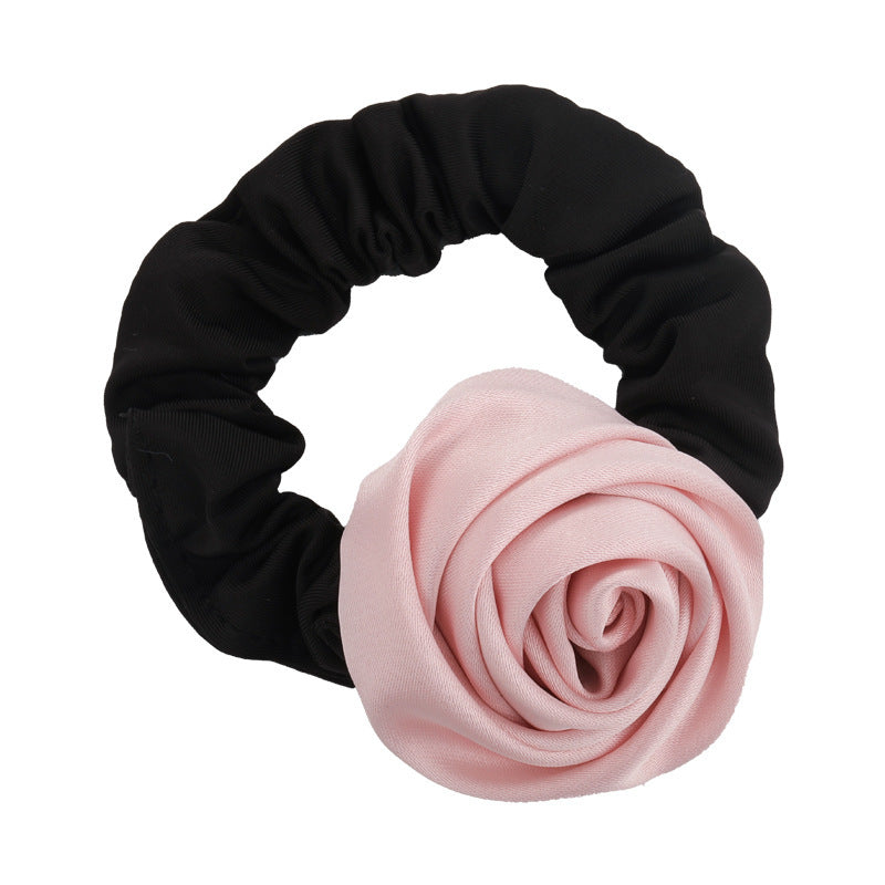 Handmade Satin Rose Hair Ring Headdress High Elasticity