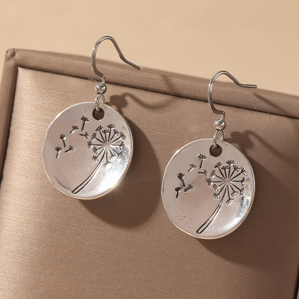 Simple Retro Round Dandelion Earrings
