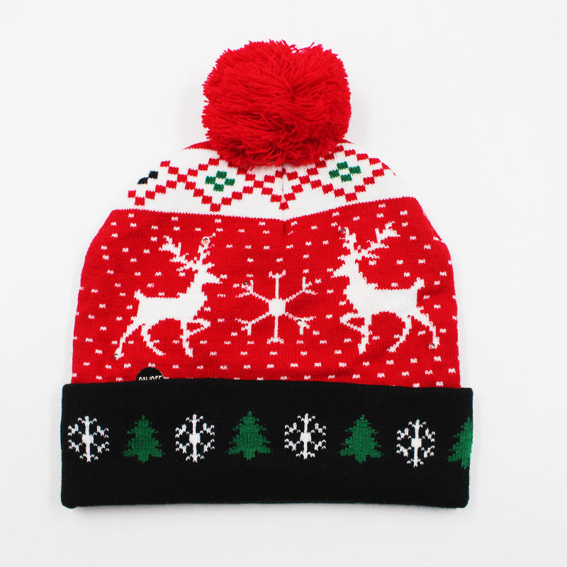 Holiday Party Christmas LED Luminous Knitted Jacquard Knitted Hat