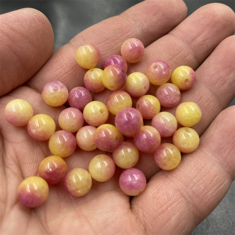 DIY Ornament Accessories 8mm Yellow Jade Loose Round Beads