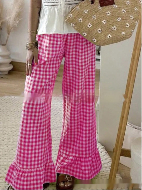 Summer New Two-tone Plaid Women's Casual Pants