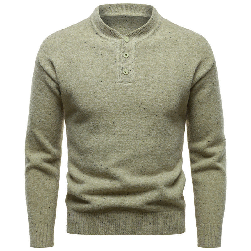 Men's Henry Stand Collar Snowflake Dot Design Fashion Sweater