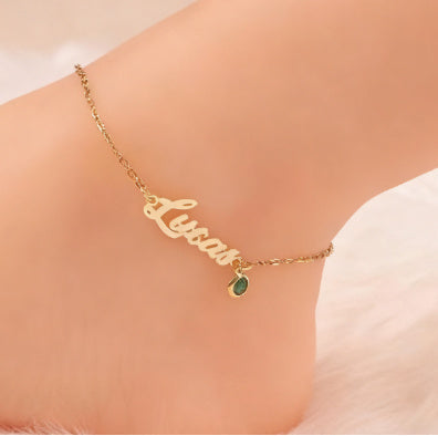 English Name Birthstone Anklet Simple Korean Style All-match Jewelry