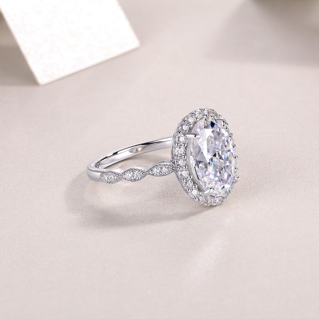 1Bright Moon - A Fashionable Diamond Jewelry Piece Set With Moissanite S925 Sterling Silver And Platinum-plated Diamond Ring Prohibit TikTok sales
