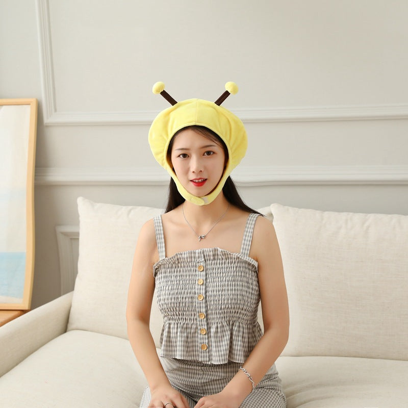 Short Bee Plush Photo Props Cartoon Headwear Hat