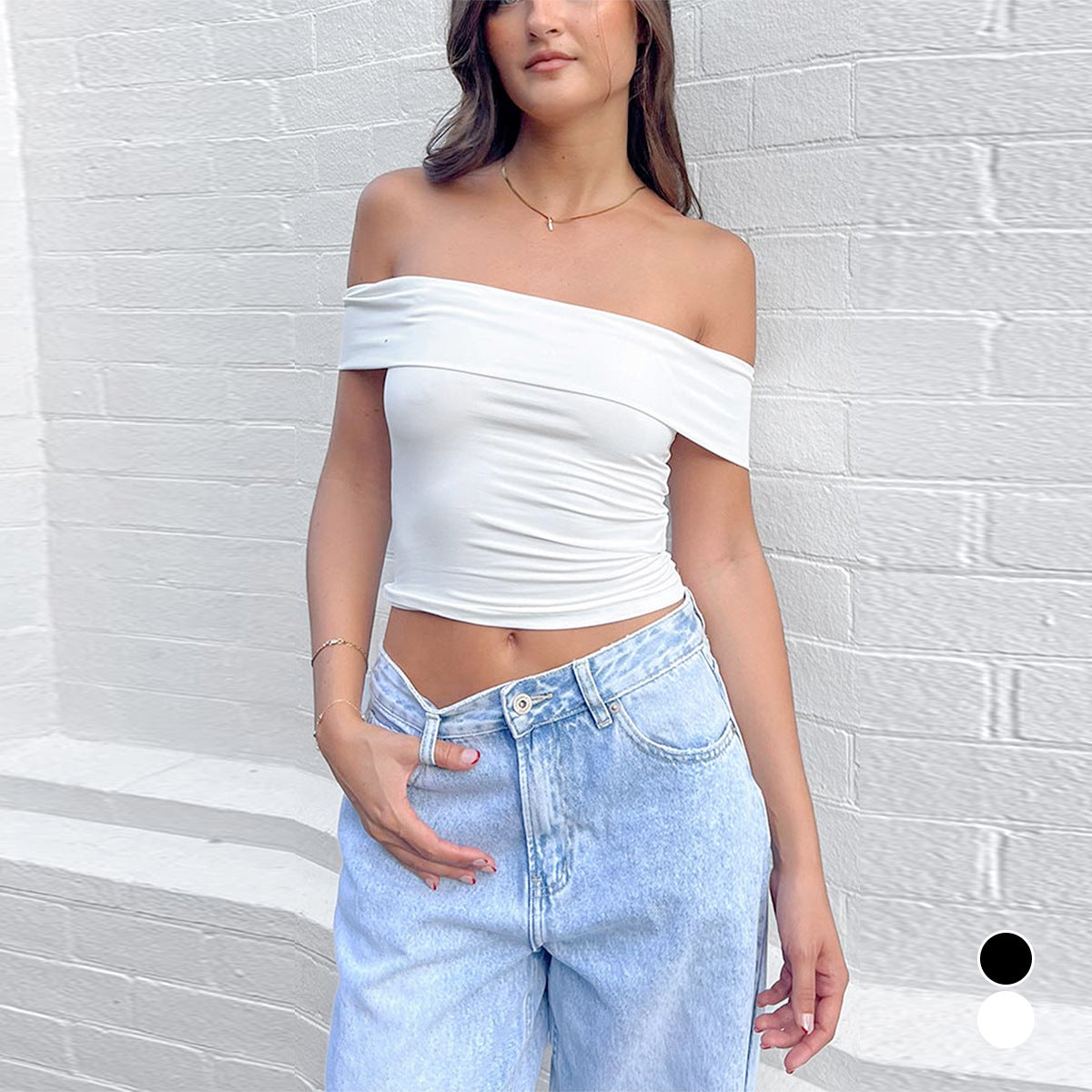 Women's Sexy Off-shoulder Top With A Boat Neckline