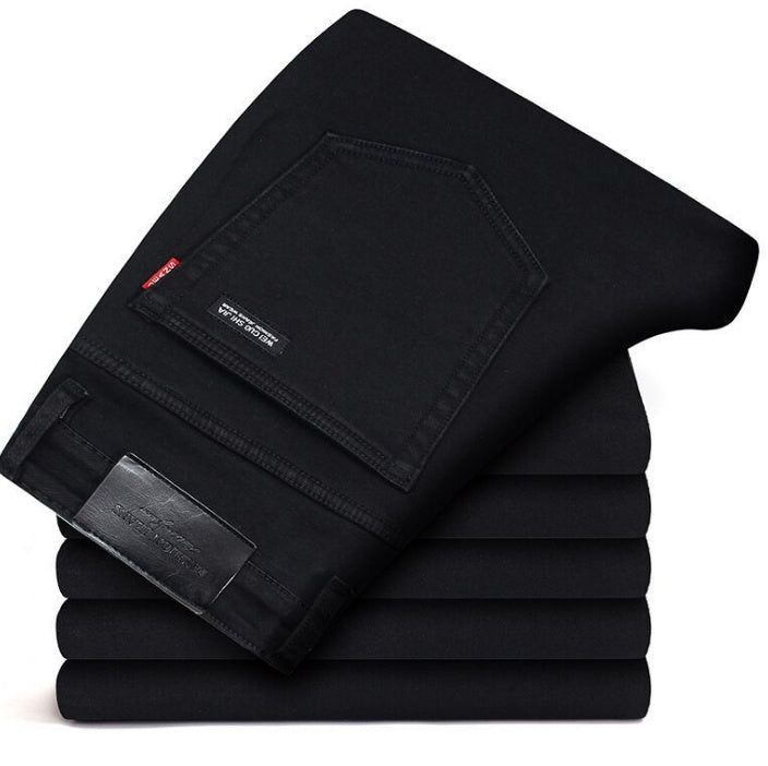 Men's Jeans Slim Straight Black Pants