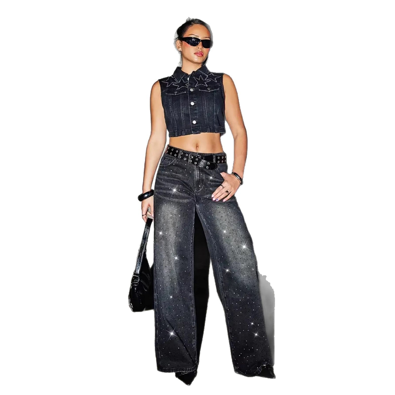 Studded Trendy Curvy Girl Friendly Wide-leg Skinny Jeans