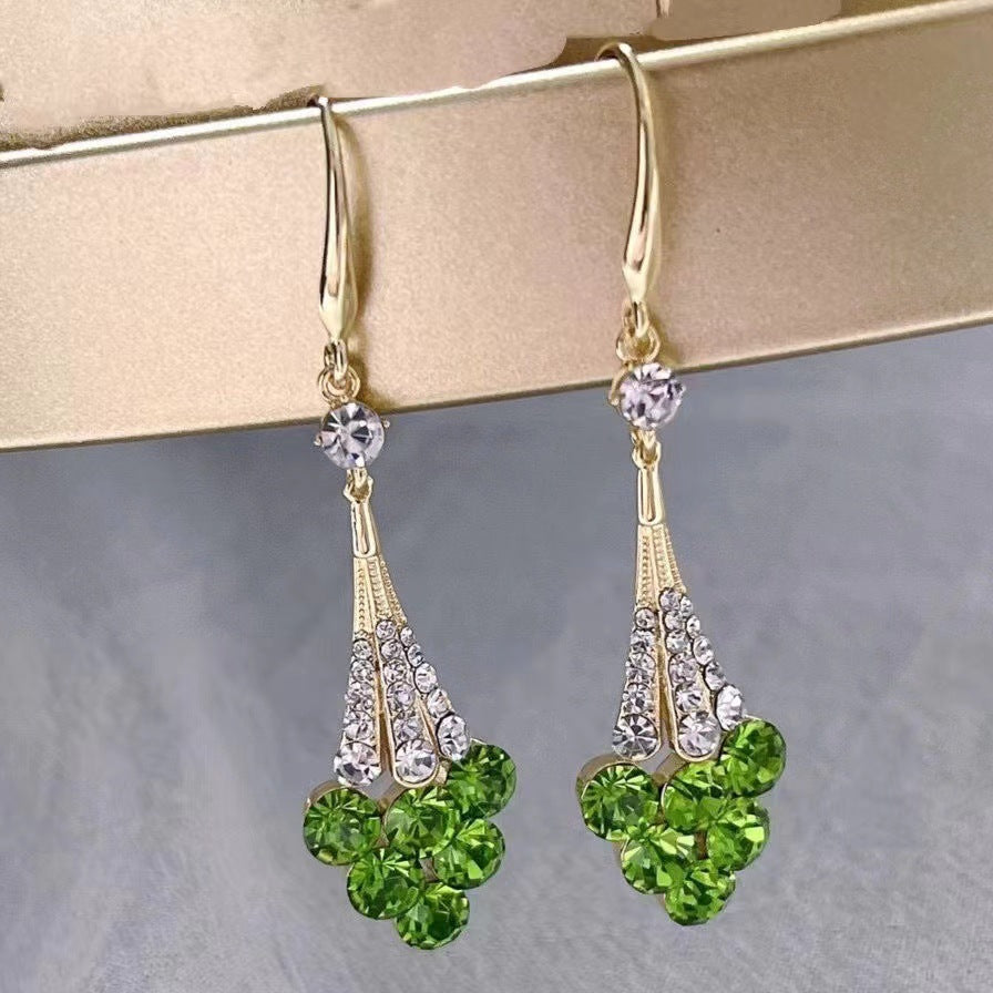 Green Long, Purple Style Earrings Fashion Sweet Personality