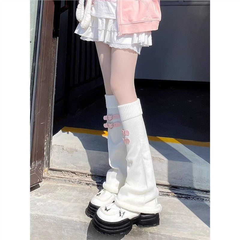 Ballet Style Mary Jane White Lace Bow Calf Socks