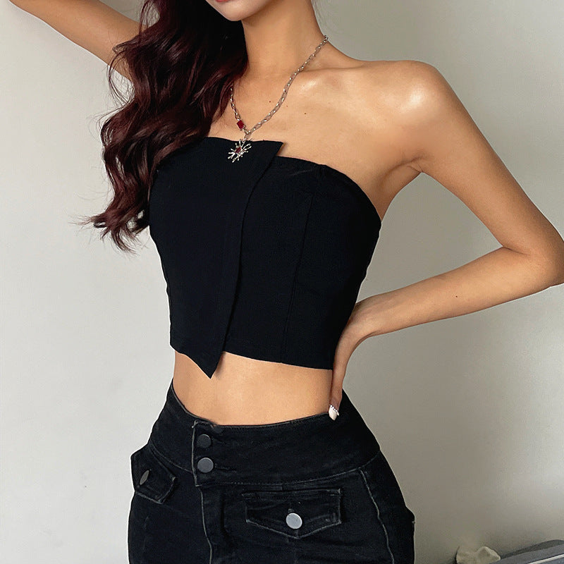 Solid Color Slim Fit Short Inner Top Can Be Worn Outside
