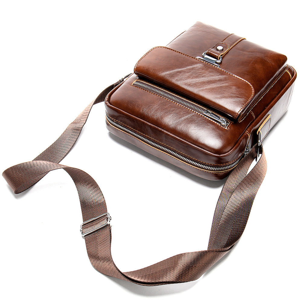 Men's Leather Messenger Bag Vintage Casual First Layer Cowhide