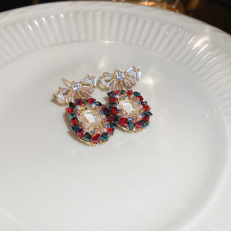 Retro Diamonds Crystal Flower Earrings
