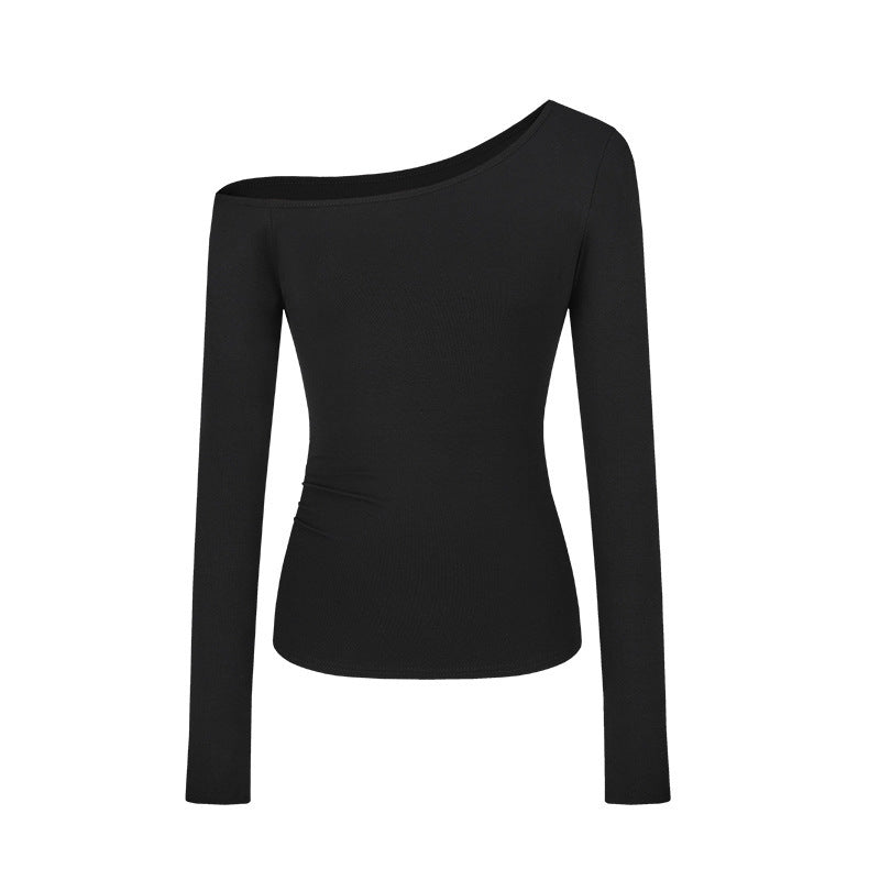 Pure Hot Girl Slim-fit Slimming And Shoulder Hollow Long-sleeved T-shirt Women's Top