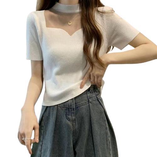 Women's Crew-Neck Short Organza French Top