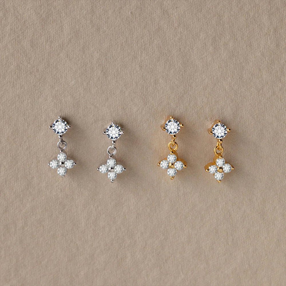 Women's Simple Fashion Zircon Flower Earrings