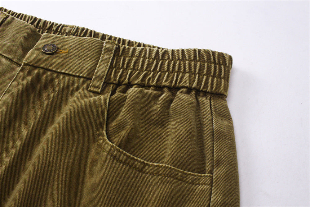 Punk Distressed Wash Multi-pocket Workwear Trousers