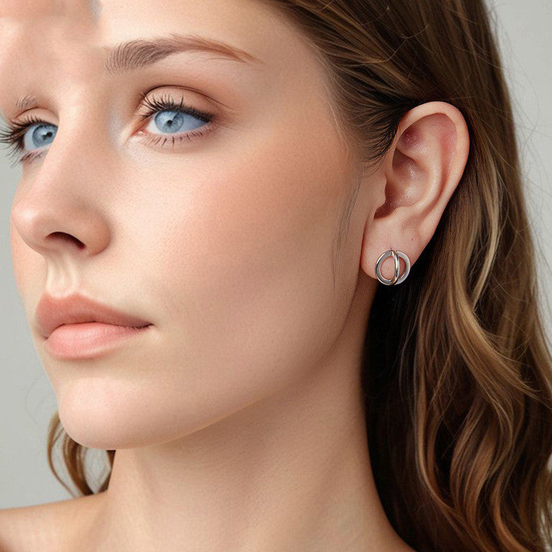 Original S925 Sterling Silver Halo Geometric Earrings