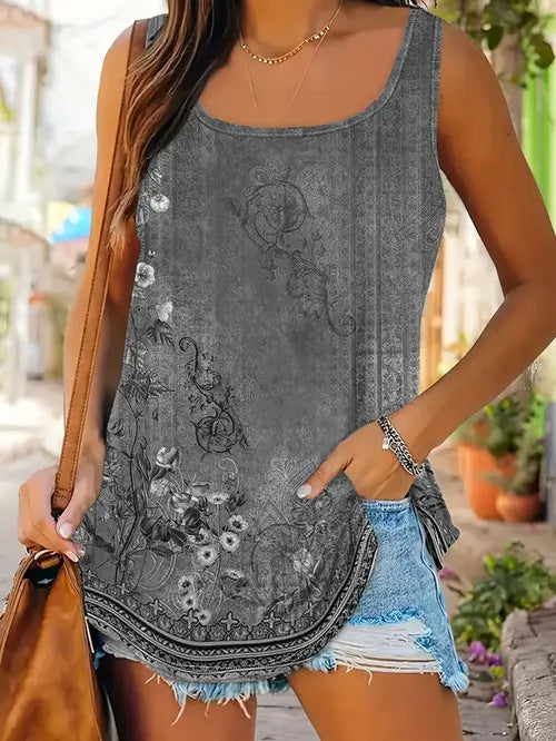 Women's Loose-Fit Digital-Print Tank Top