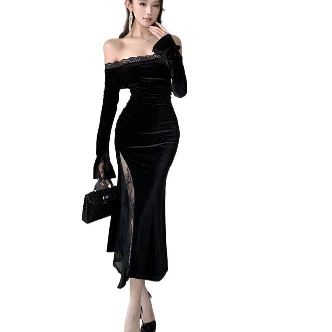 Women's Off-Shoulder Lace Patchwork Dress