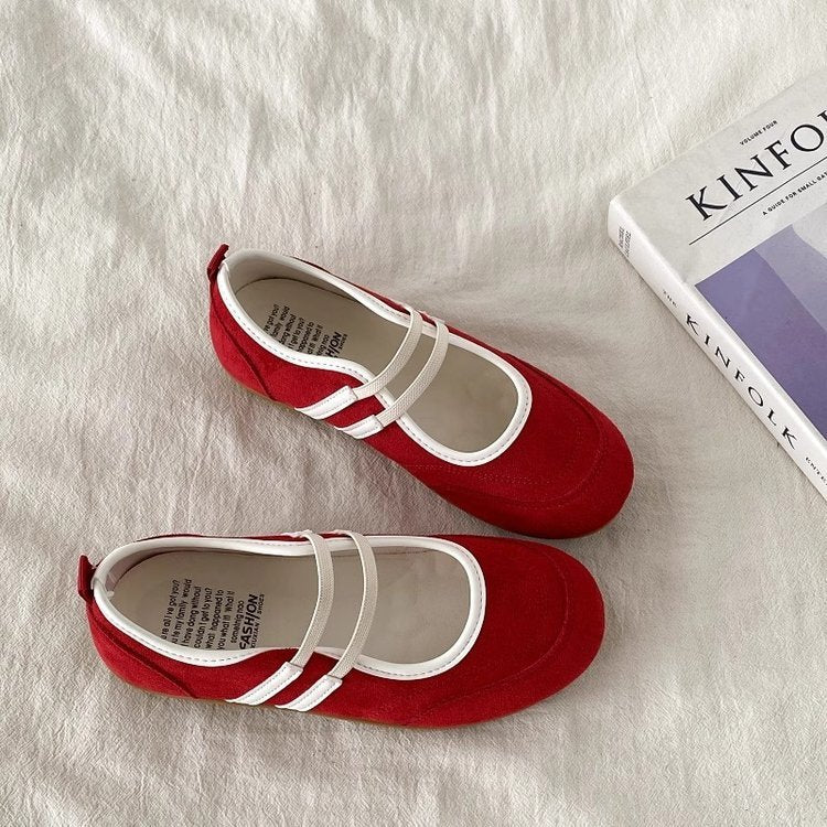 Double Drawstring Retro Round Toe Flat Bottom Shallow Mouth Casual Shoes