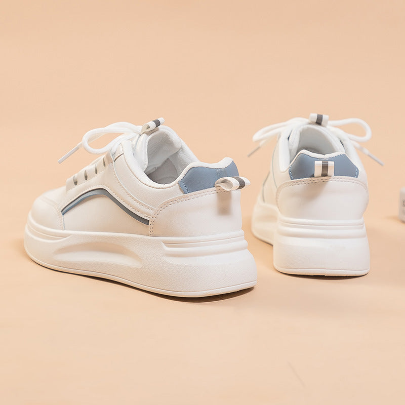 Women's New Muffin Platform White Shoes Leather Waterproof Stylish Sneaker Spring