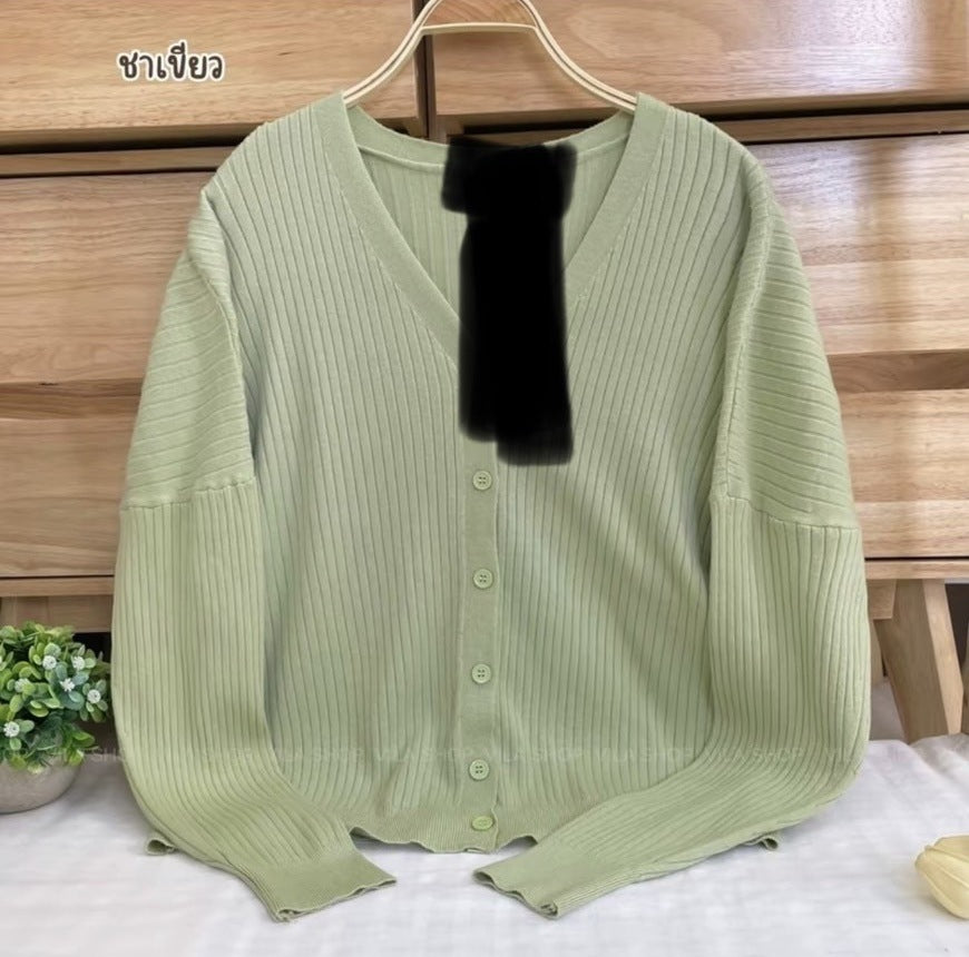 V-neck Sweater Sweater Thin Cardigan Jacket Top For Women
