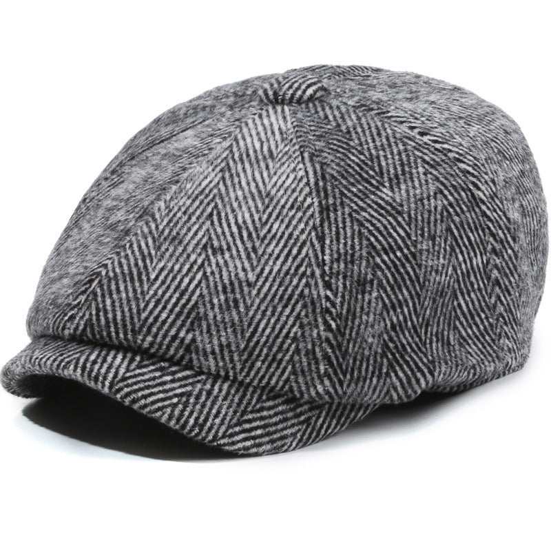 Herringbone Peaked Cap Middle-aged And Elderly Beret