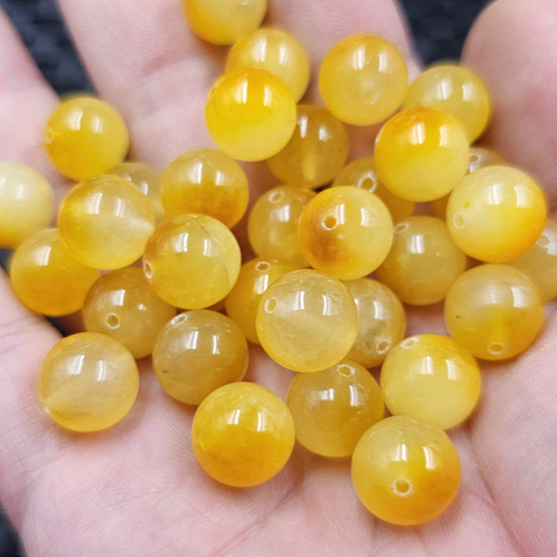 Yellow Chicken Grease Quartz Rock Jade Ornament Accessories Handmade Jade Beads