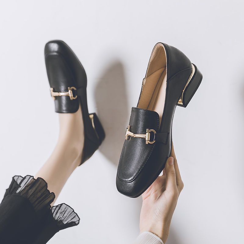 Real Soft Leather British Style Leather Shoes Women
