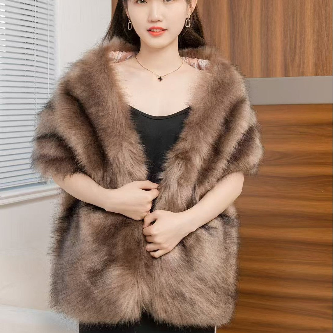 Women's Big Fur Collar Scarf Shawl