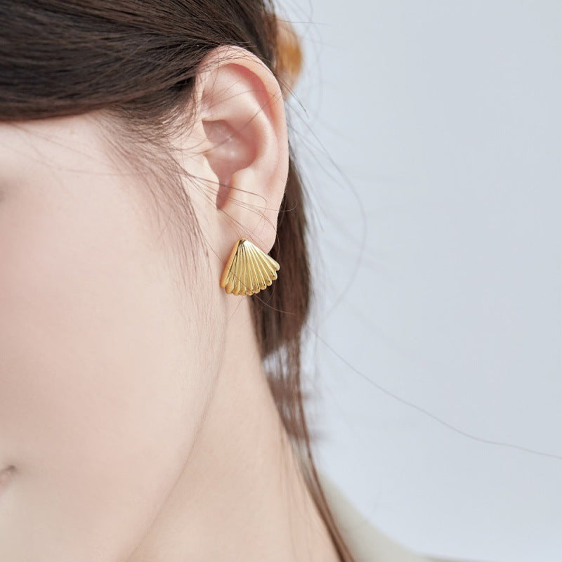 S925 Sterling Silver Stud Earrings For Women Niche Design Shell