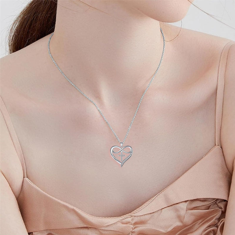 New Simple Style Heart-shaped Cross Necklace