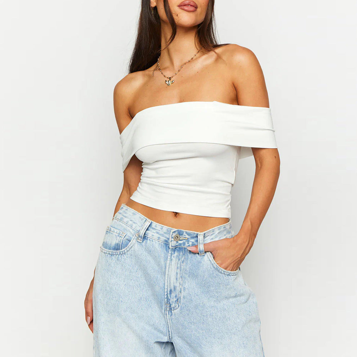 Women's Sexy Off-shoulder Top With A Boat Neckline