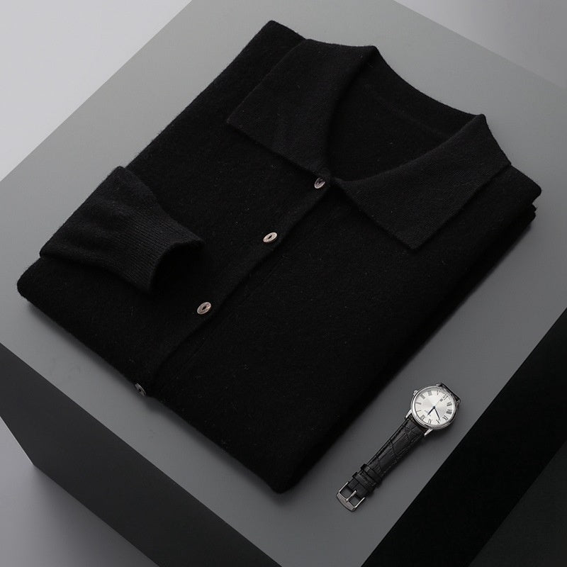 Men's Collar Button Solid Color Inner Wear Shirt