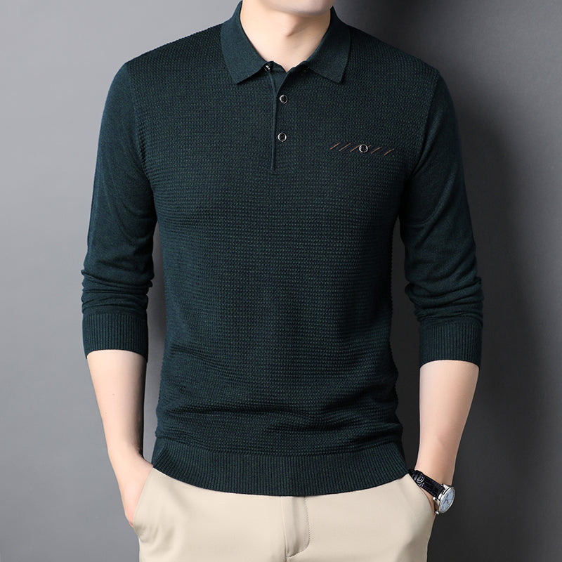 Men's Fashion Long Sleeve Lapel Bottoming Top