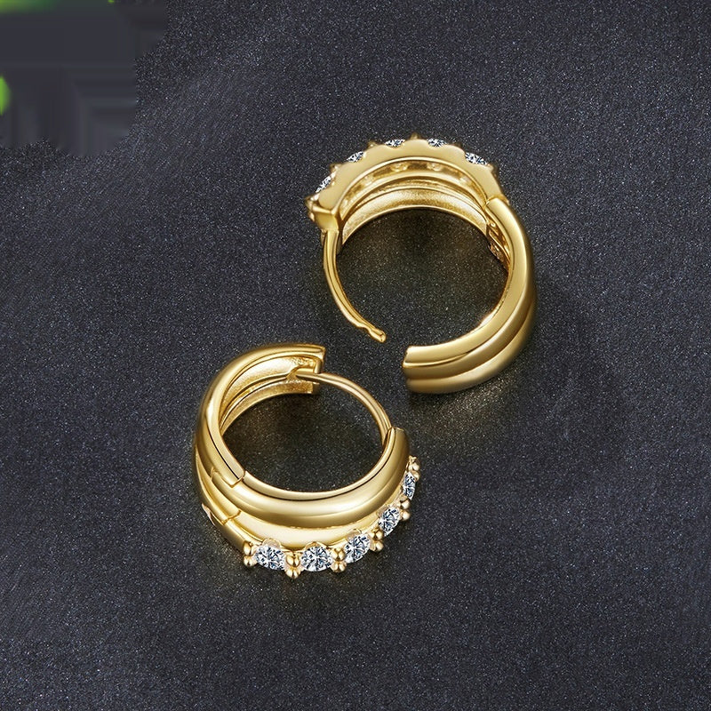 Silver Ziyun Original D Color Double Layer Moissanite Ear Clip