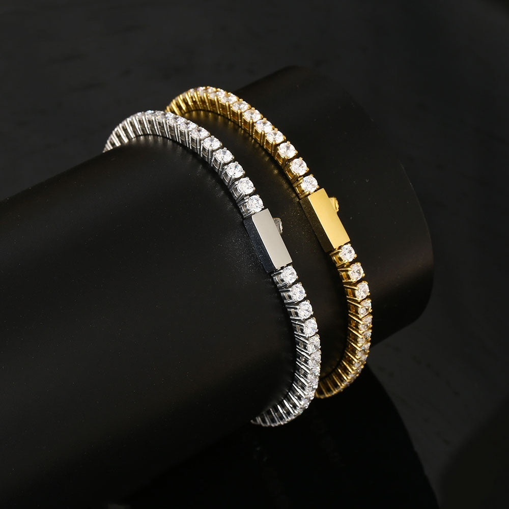 Full Rhinestone Zircon Tennis Chain Bracelet Color Retention