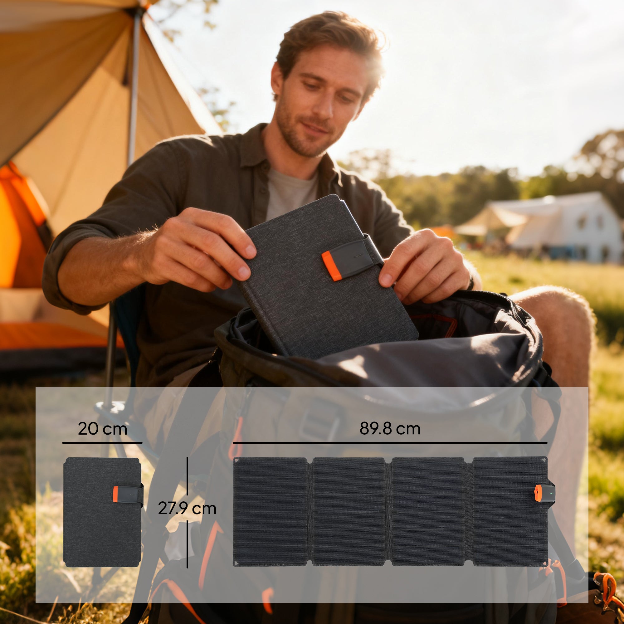 36W Foldable Solar Panel, Portable Solar Charger Type-C To USB-A Charging Port, Power Supply For Outdoor