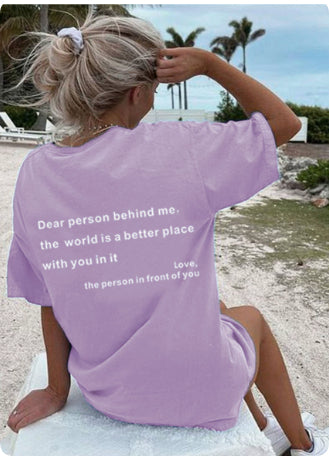 New Fashion Womens Letter T-Shirt Round Neck Short Sleeve Slogan Tee Top