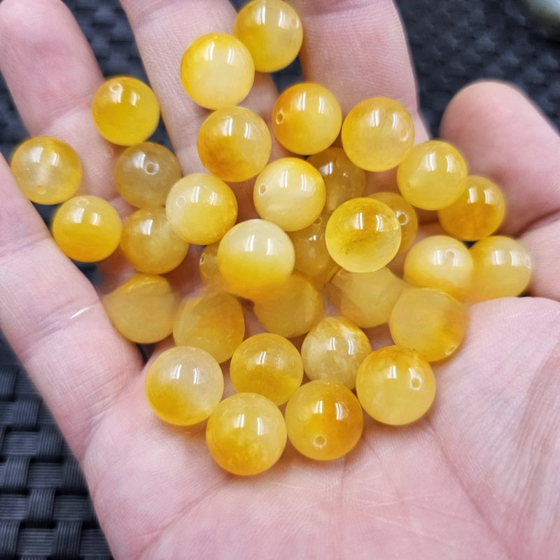 Yellow Chicken Grease Quartz Rock Jade Ornament Accessories Handmade Jade Beads