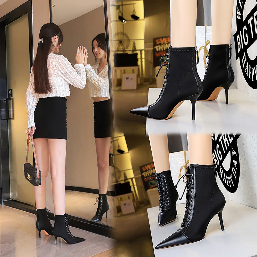 Korean Fashion Sexy Slimming Female Boots Stiletto Heel Shallow Mouth