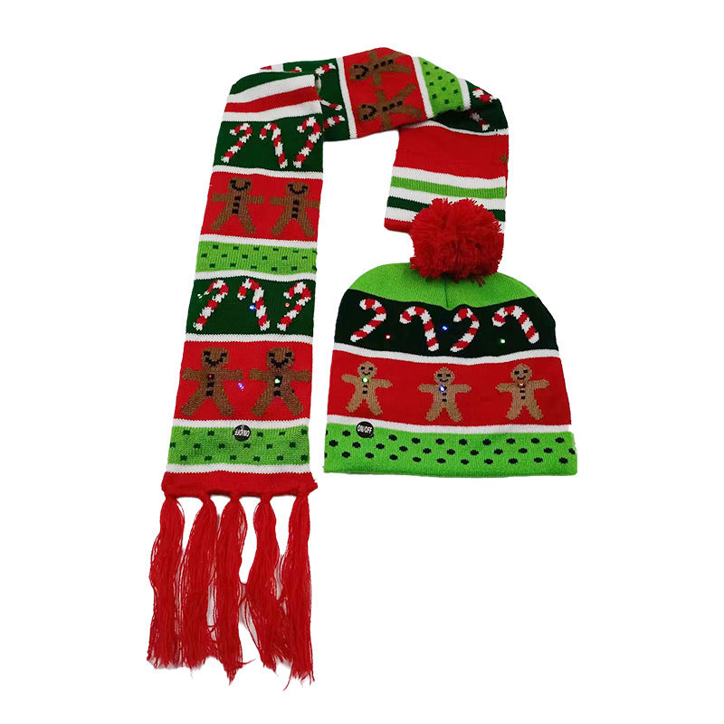 Holiday Party Christmas LED Luminous Knitted Jacquard Knitted Hat