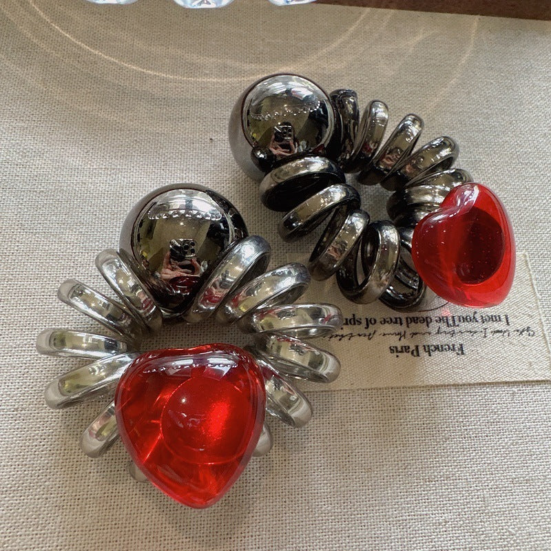 Simple Graceful Red Love Phone Line Hair Ring