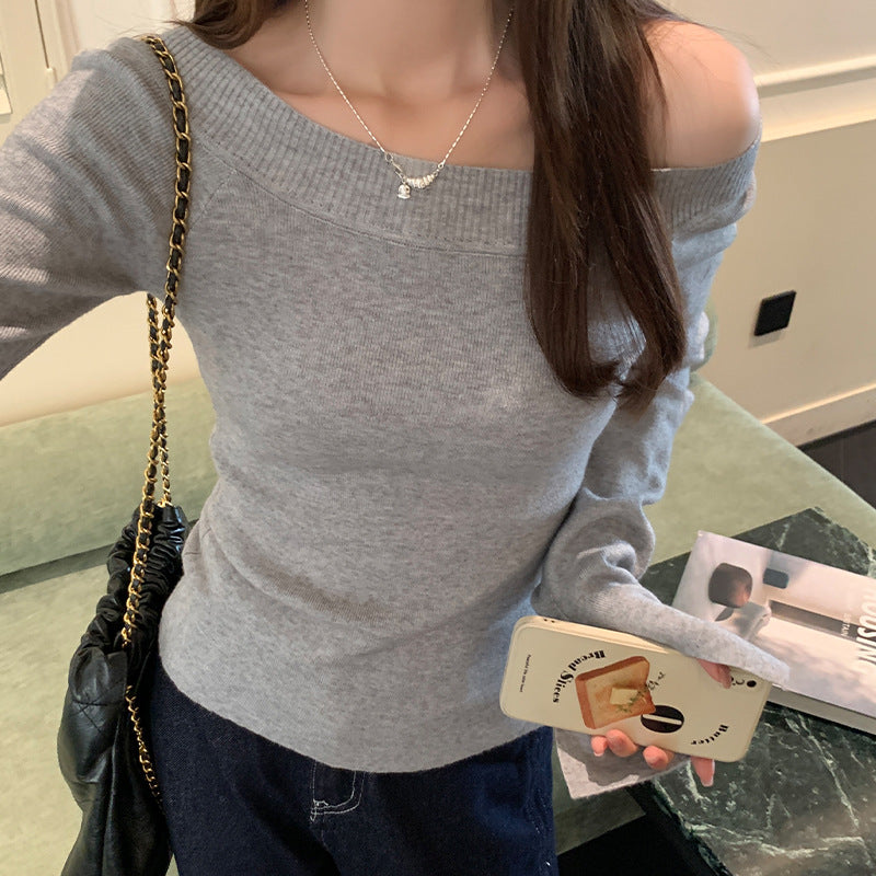 Women's Slanted-shoulder Knit Bottoming Shirt