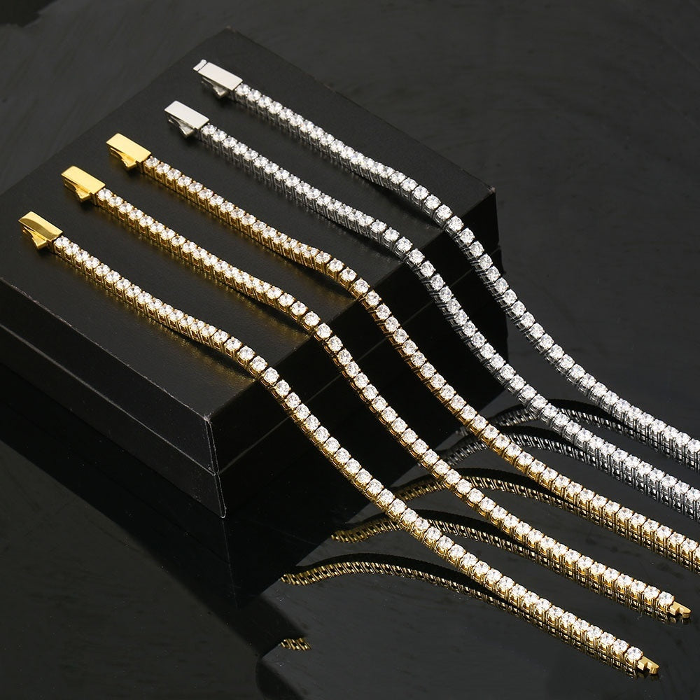 Full Rhinestone Zircon Tennis Chain Bracelet Color Retention