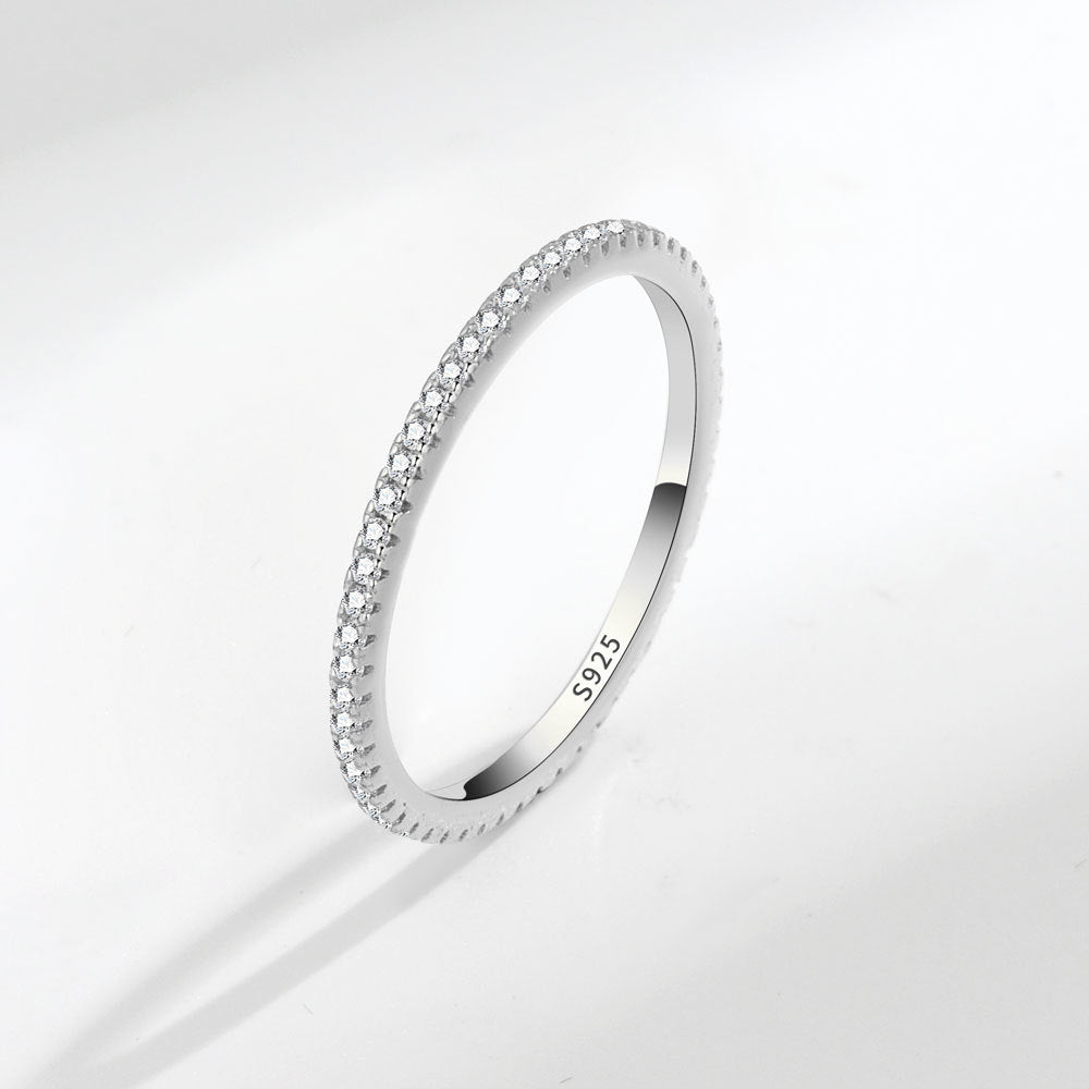 S925 Silver Fashion Full Diamond Little Finger Ring Single Row Ring