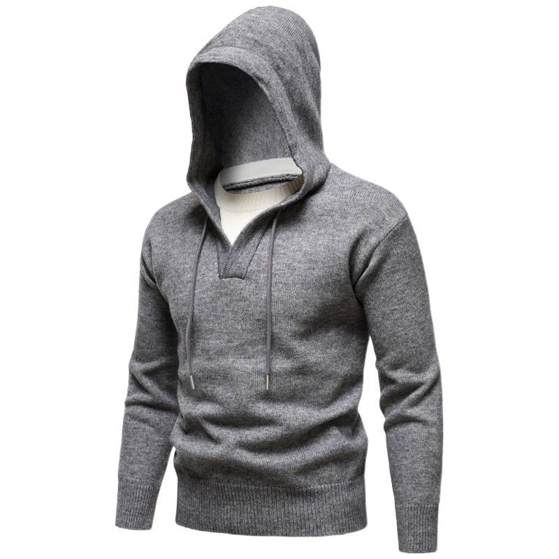 Men's Velvet Thickened Fake Two Pieces Hooded Sweater
