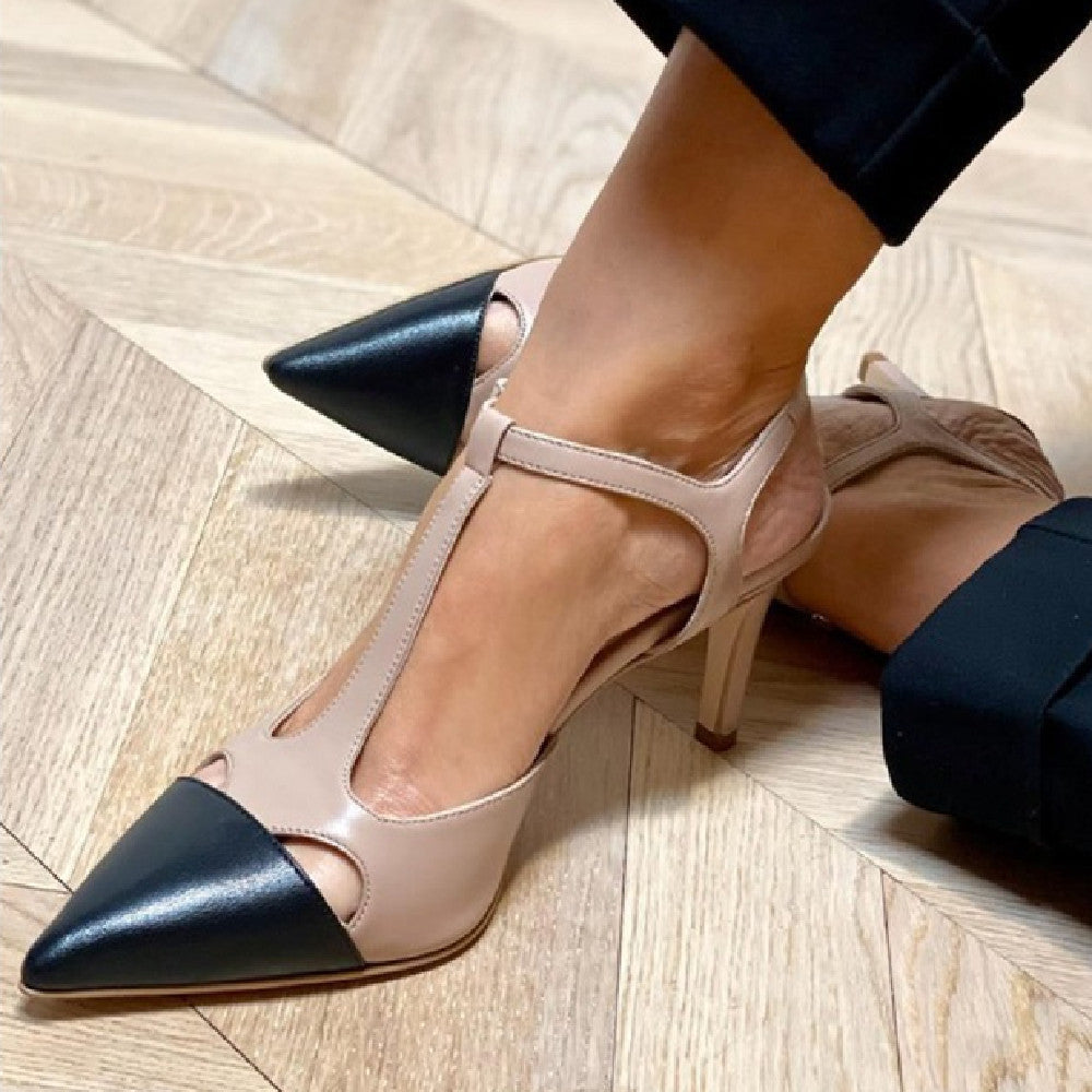 Summer High Heel Fashion Color Matching Buckle Sandals